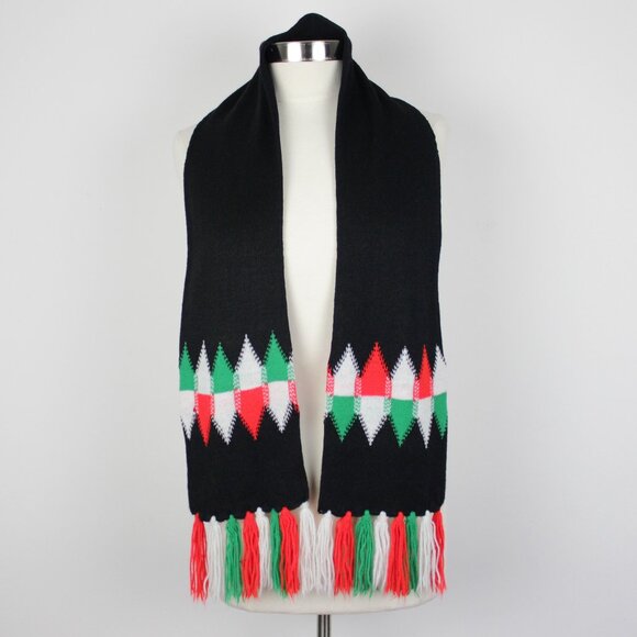 Vintage Unisex 63" Christmas Scarf with Tassel Fringe - Picture 1 of 7